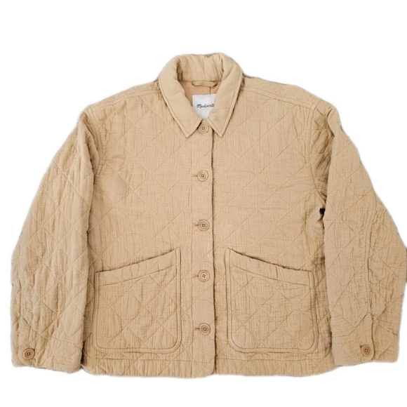MADEWELL Desert Dune Tan Quilted Lightspun Cotton Cropped Jacket - Picture 6 of 16